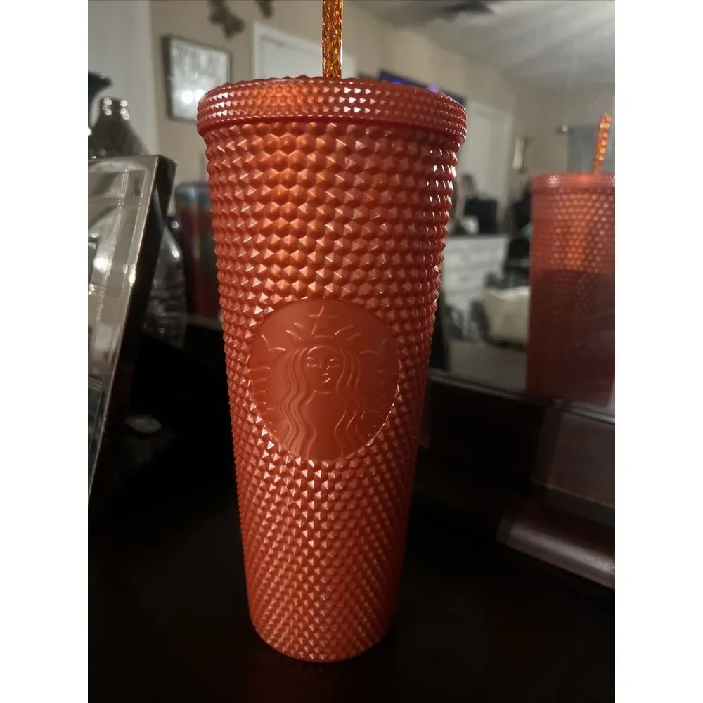 Starbucks Orange Pearlized Studded Tumbler 24oz - New